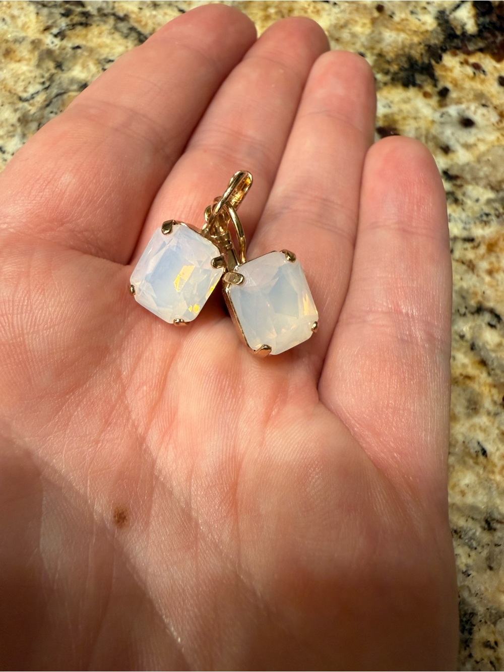 Mariana Opalescent White and Gold-Tone Drop Earrings